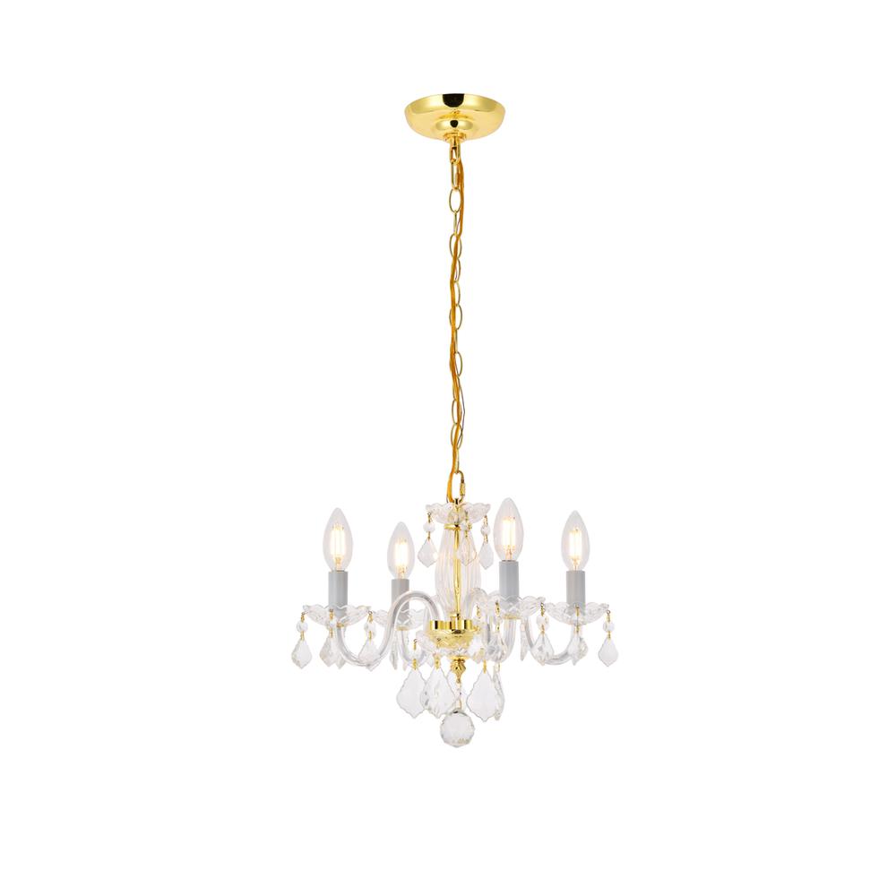 Rococo 4 light Gold Pendant Clear Royal Cut Crystal. Picture 1