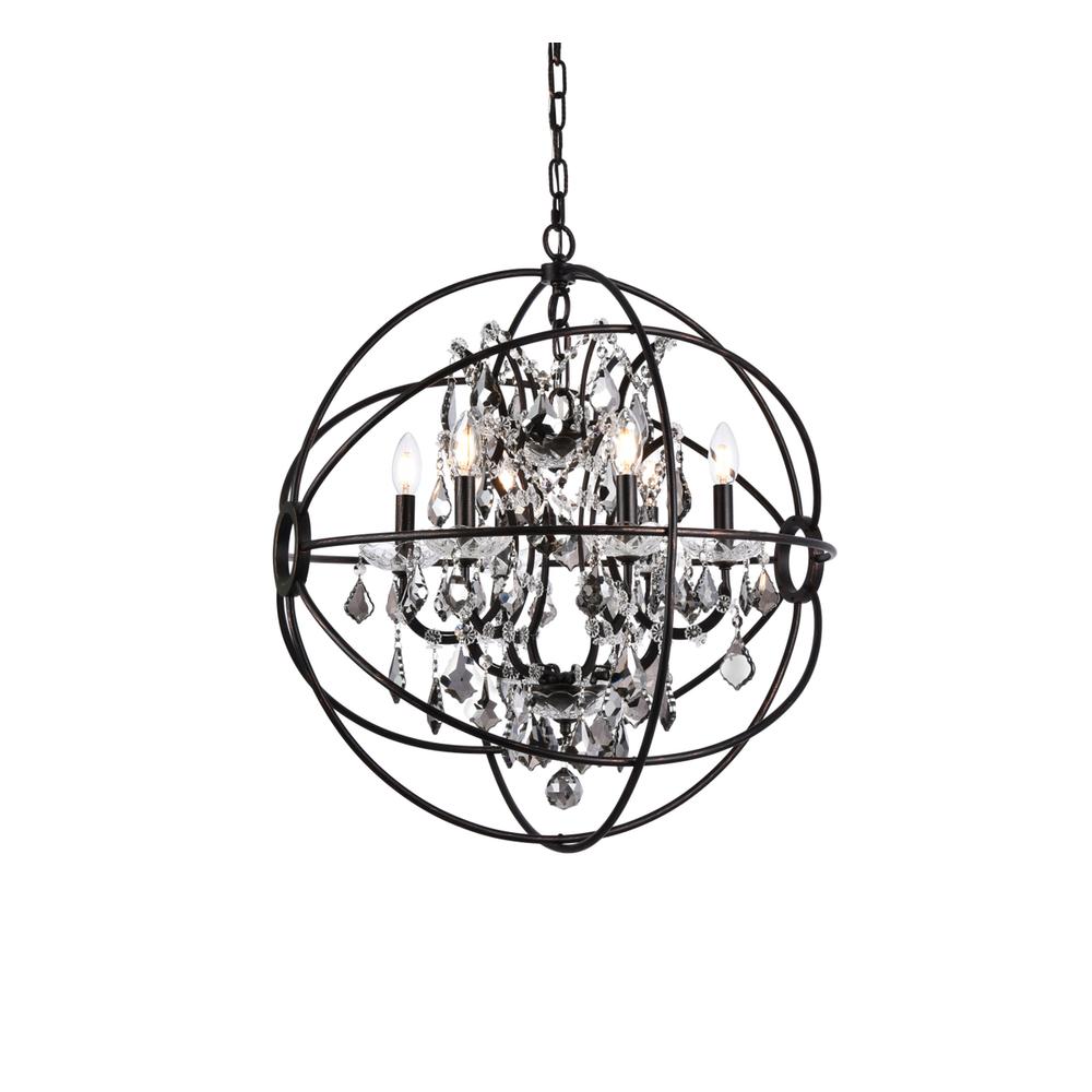 Geneva 6 light Dark Bronze Chandelier Silver Shade (Grey) Royal Cut crystal. Picture 2