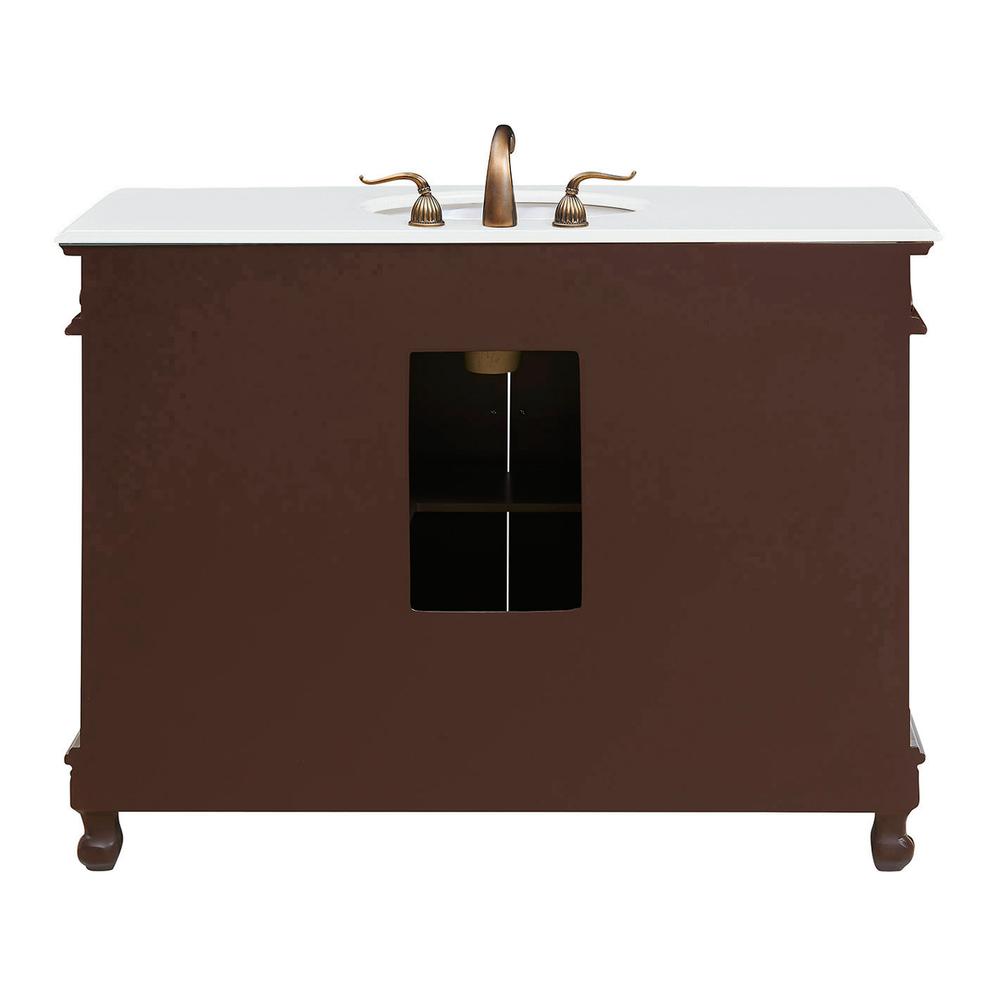 48 inch Single Bathroom vanity in Teak Color with ivory white engineered marble. Picture 11