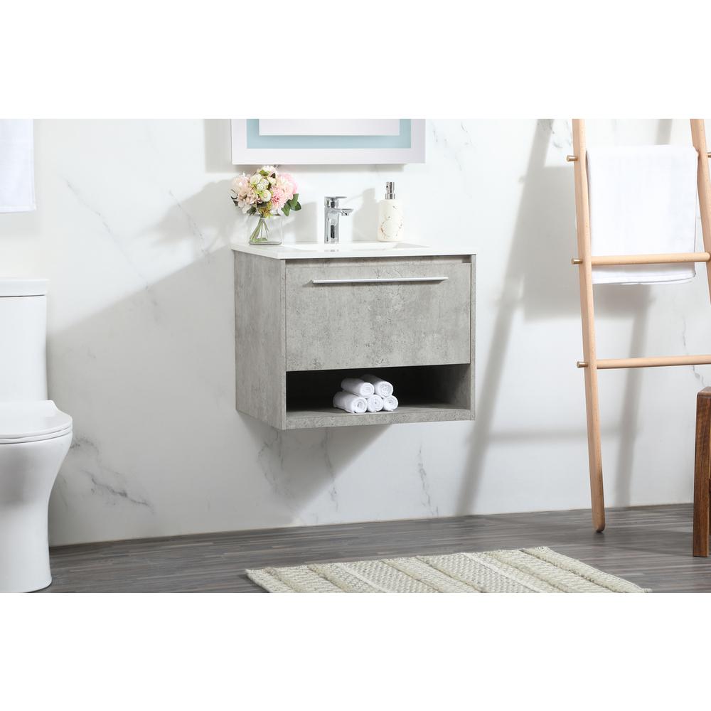 24 inch Single bathroom vanity in concrete grey. Picture 2