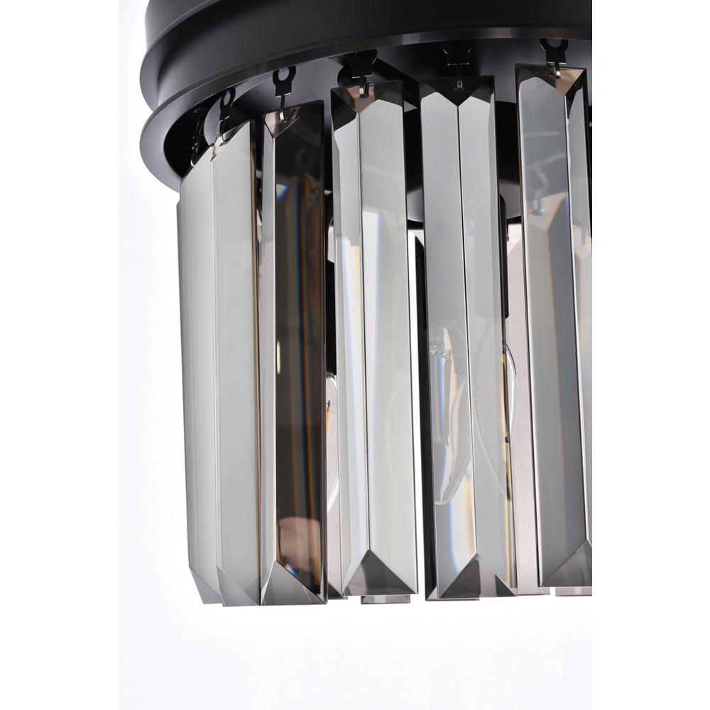 Sydney 3 light Matte Black Flush Mount Silver Shade (Grey) Royal Cut Crystal. Picture 5