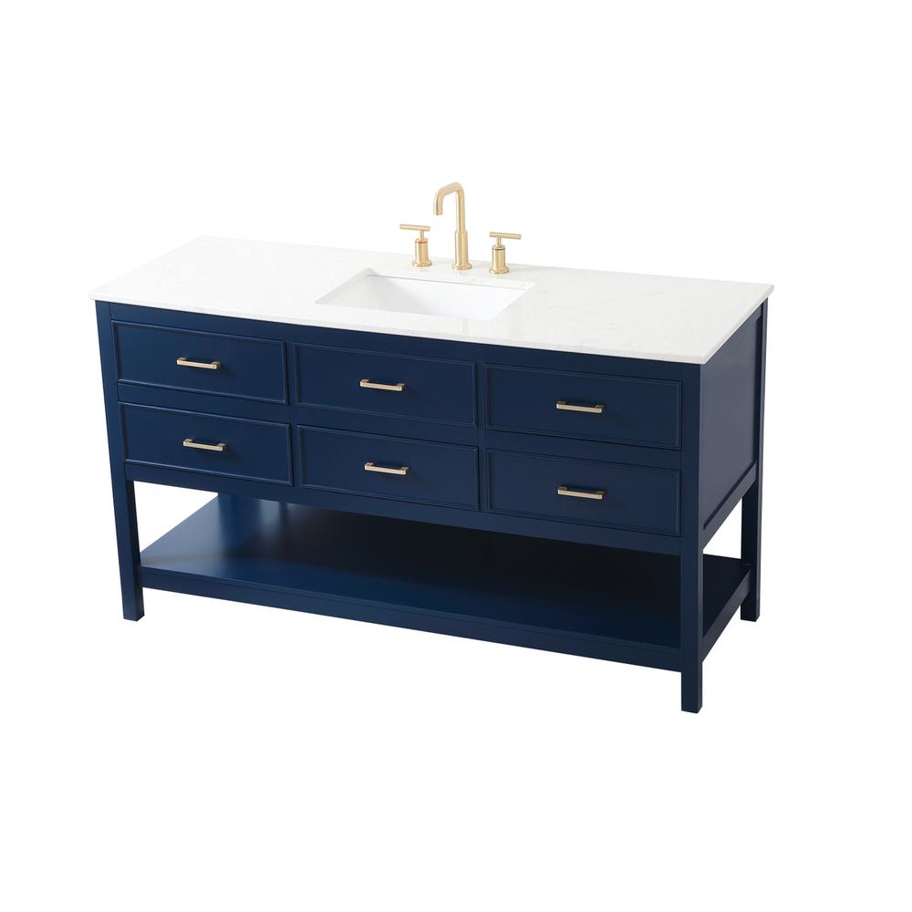 60 inch Single bathroom vanity in blue. Picture 8