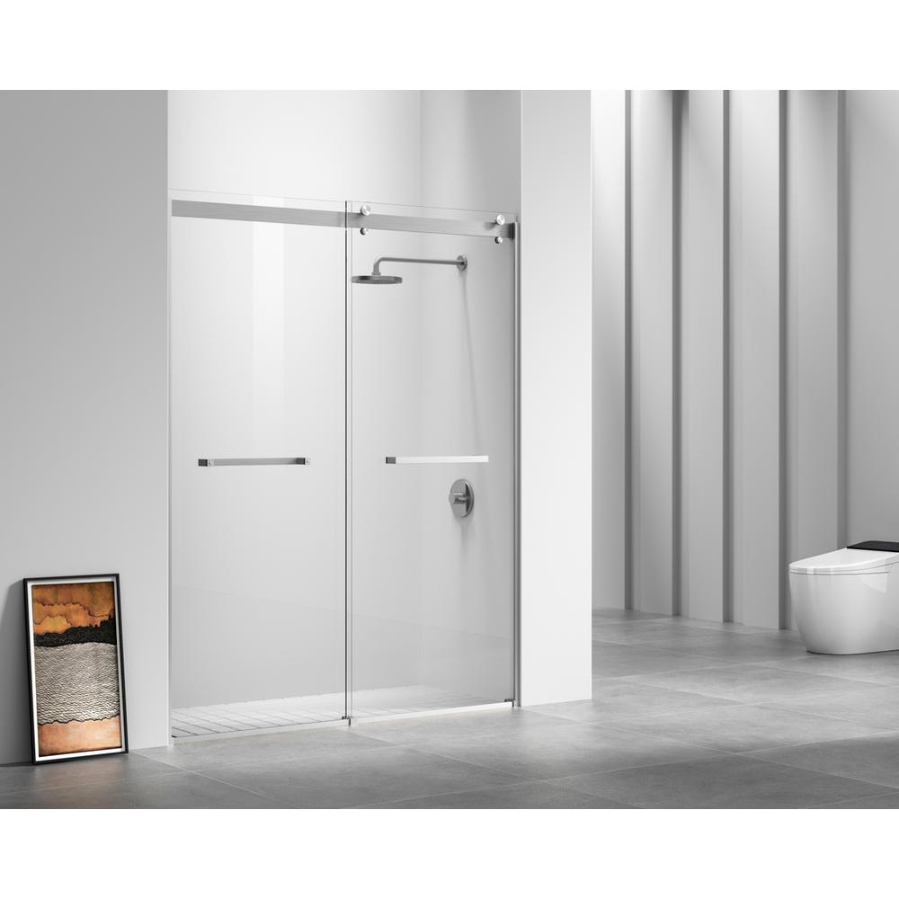 Semi-frameless shower door 60 x 76 Brushed Nickel. Picture 3