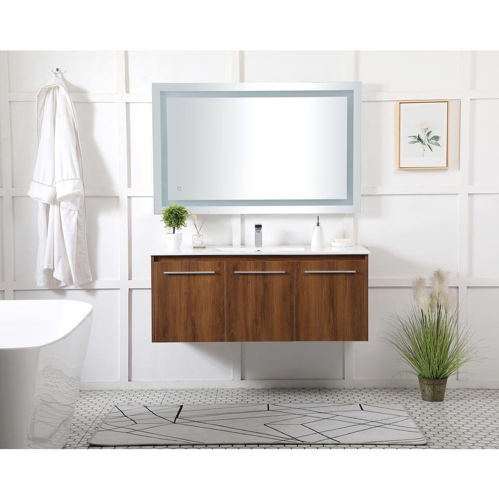 48 inch  Single Bathroom Floating Vanity in Walnut Brown. Picture 6