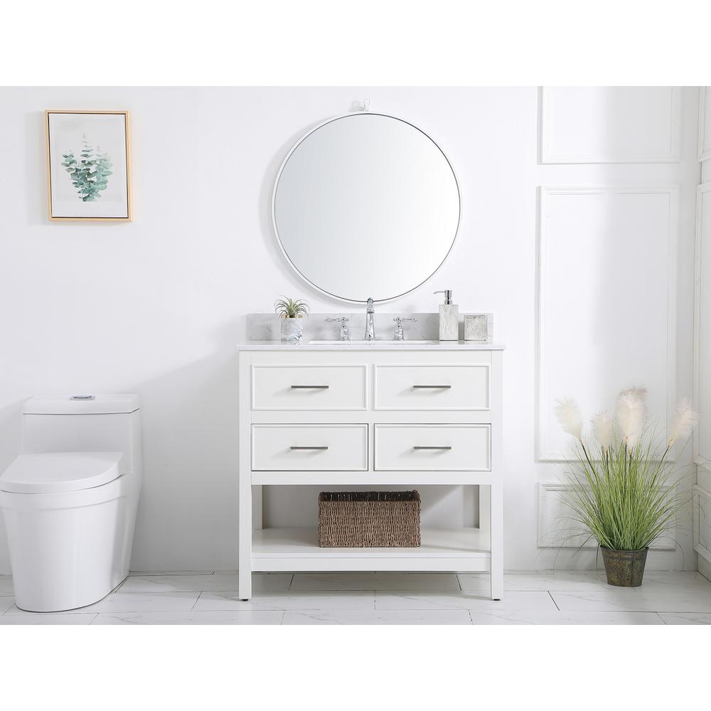 36 inch Single bathroom vanity in white with backsplash. Picture 4