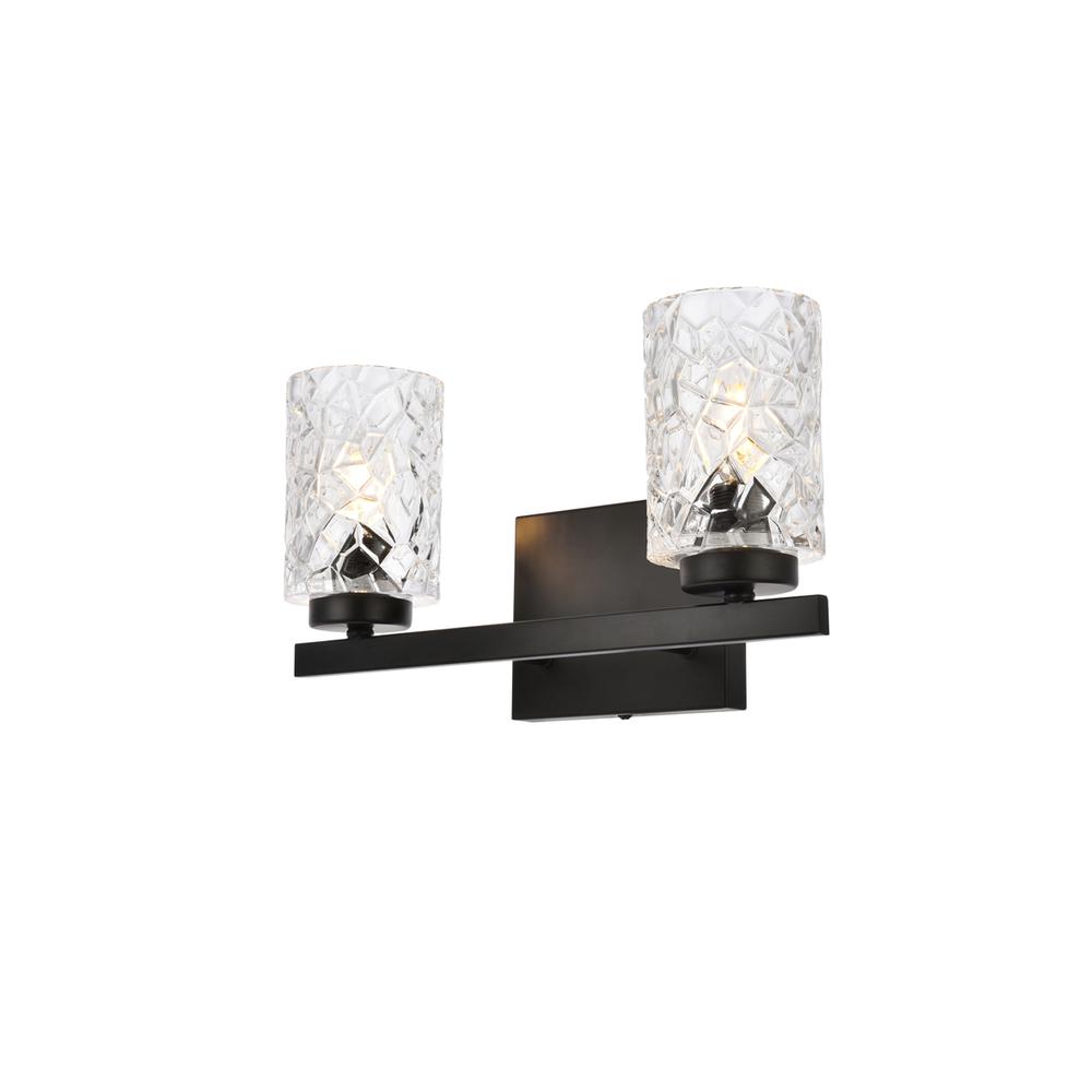 Cassie 2 lights bath sconce in black with clear shade. Picture 2