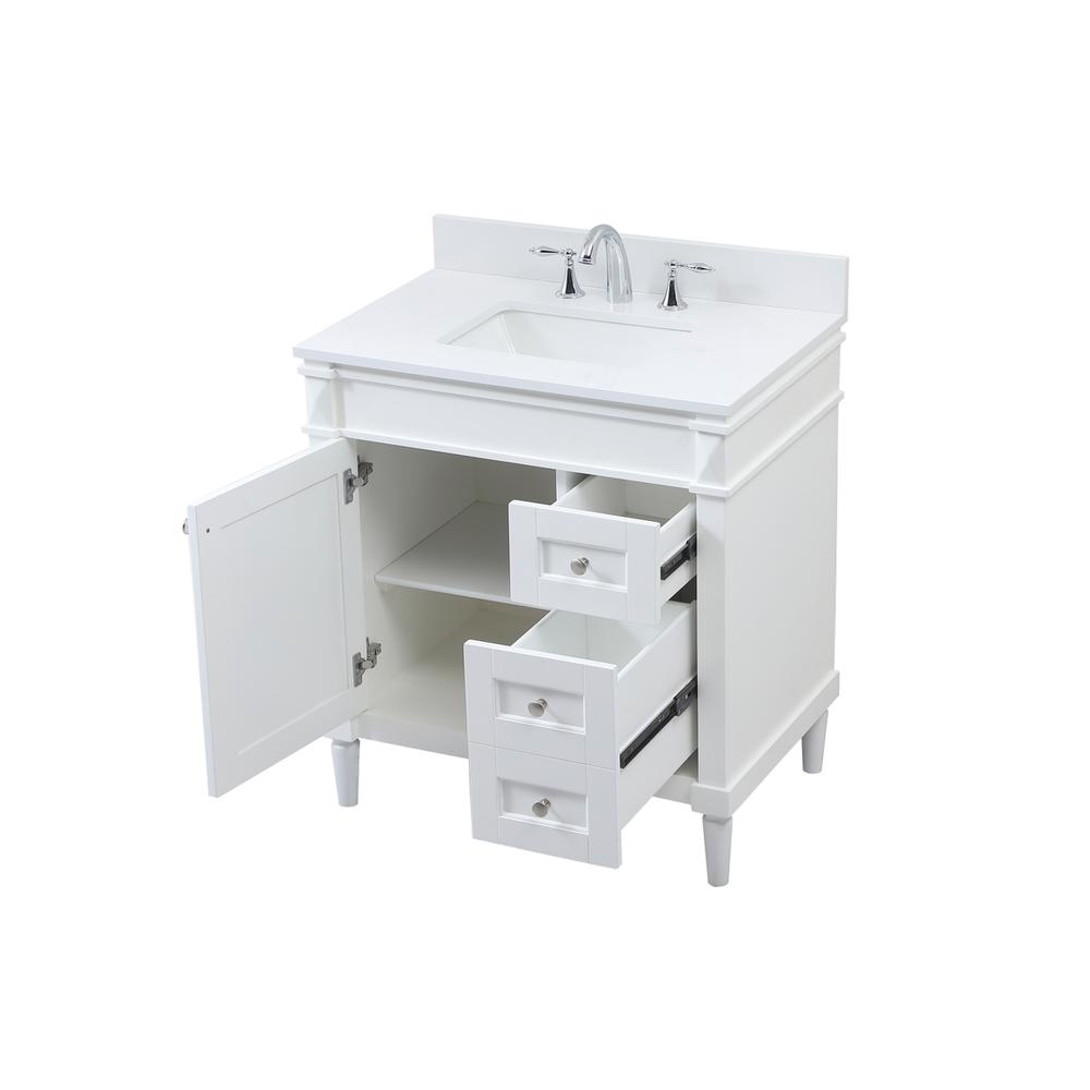 32 inch Single bathroom vanity in white with backsplash. Picture 9
