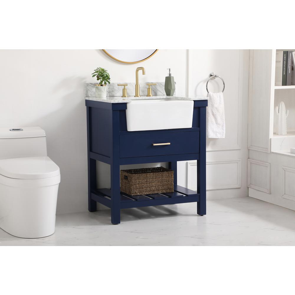 30 inch Single bathroom vanity in blue with backsplash. Picture 2