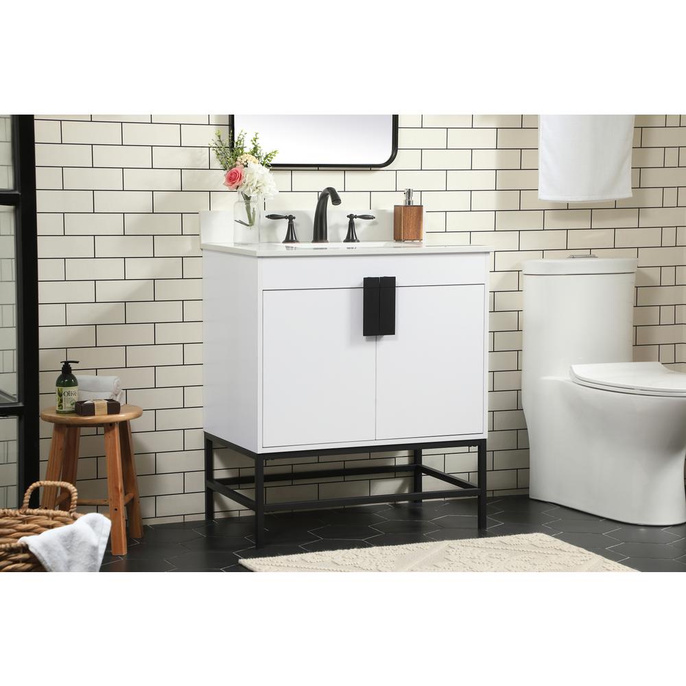 30 inch Single bathroom vanity in white with backsplash. Picture 2