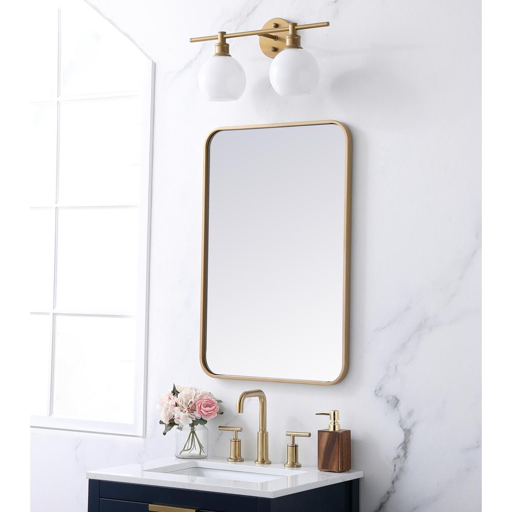 Soft corner metal rectangular mirror 20x30 inch in  Brass. Picture 2