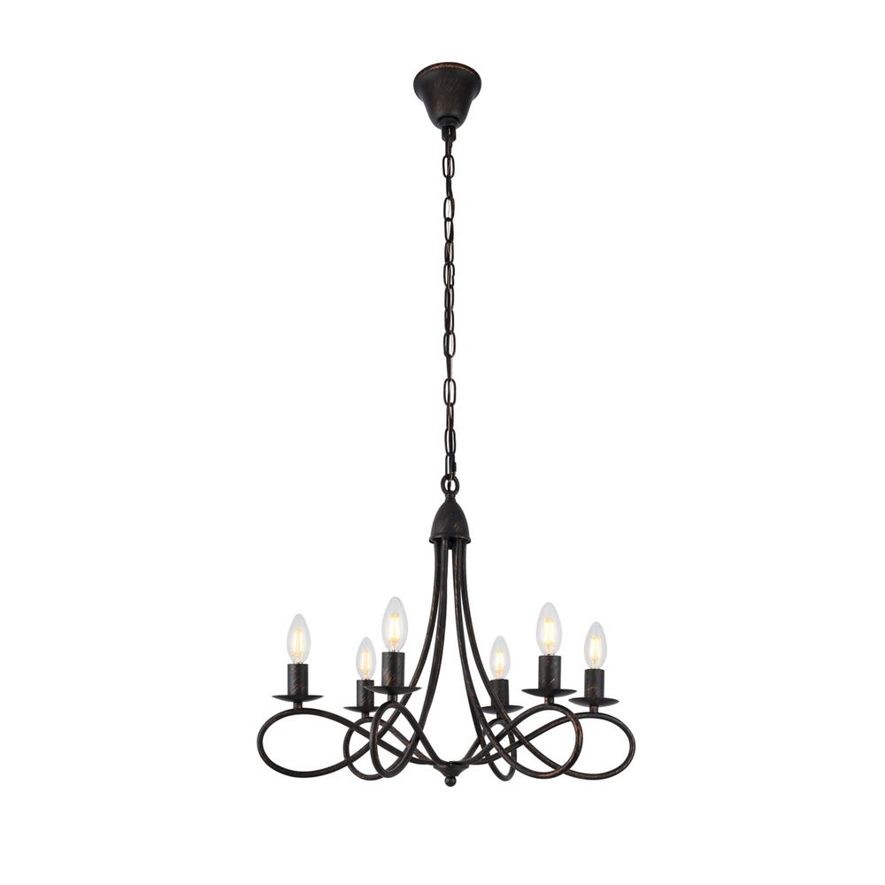 Lyndon 6 light Dark Bronze Pendant. Picture 1