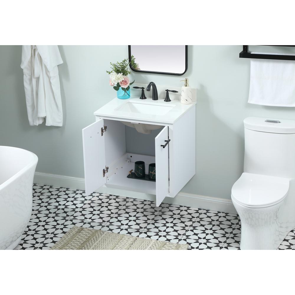 24 inch Single bathroom vanity in white with backsplash. Picture 6