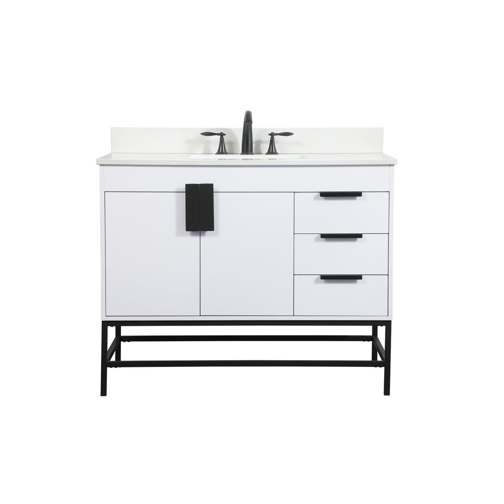 42 inch Single bathroom vanity in white with backsplash. Picture 1