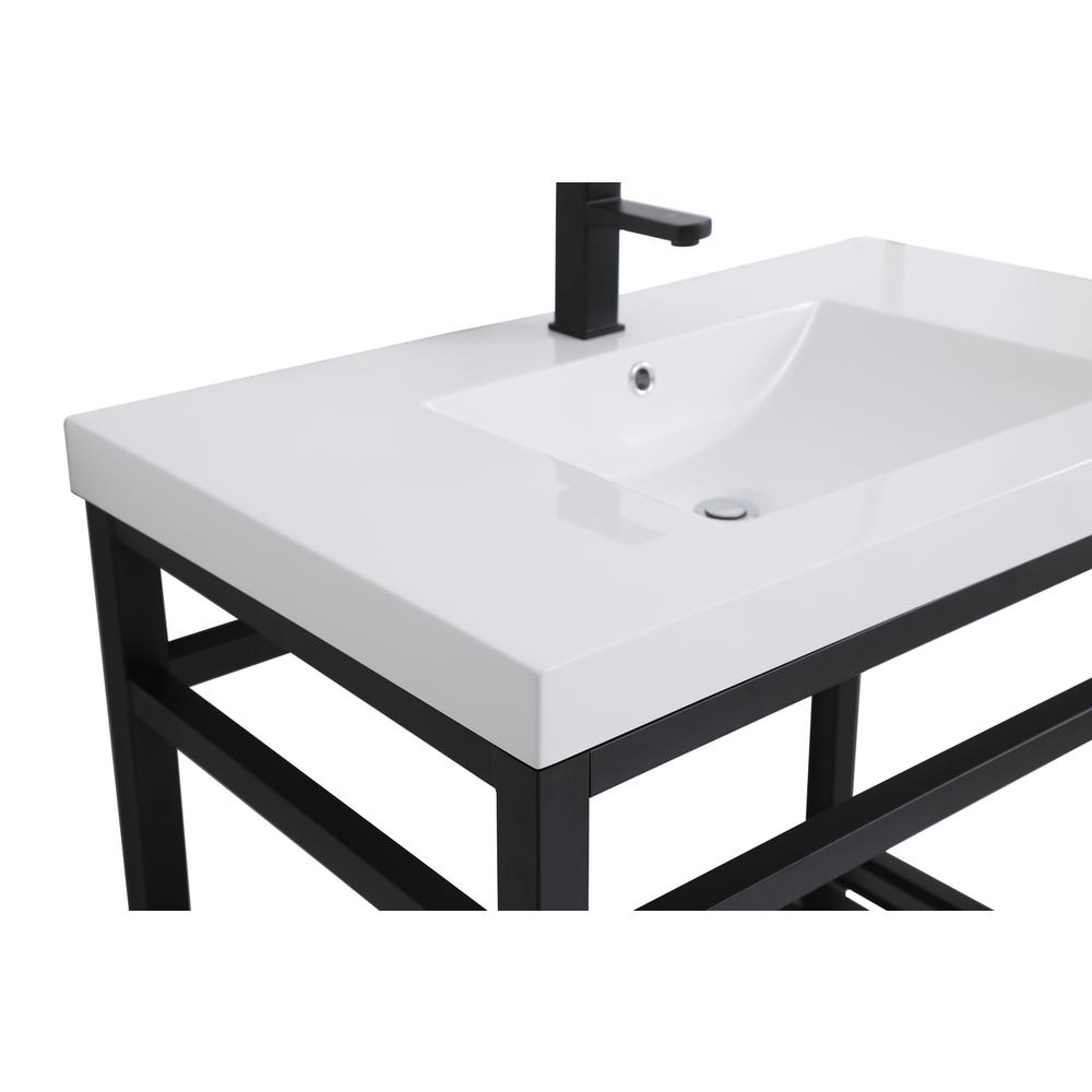 36 inch Single Bathroom Metal Vanity in Black. Picture 10