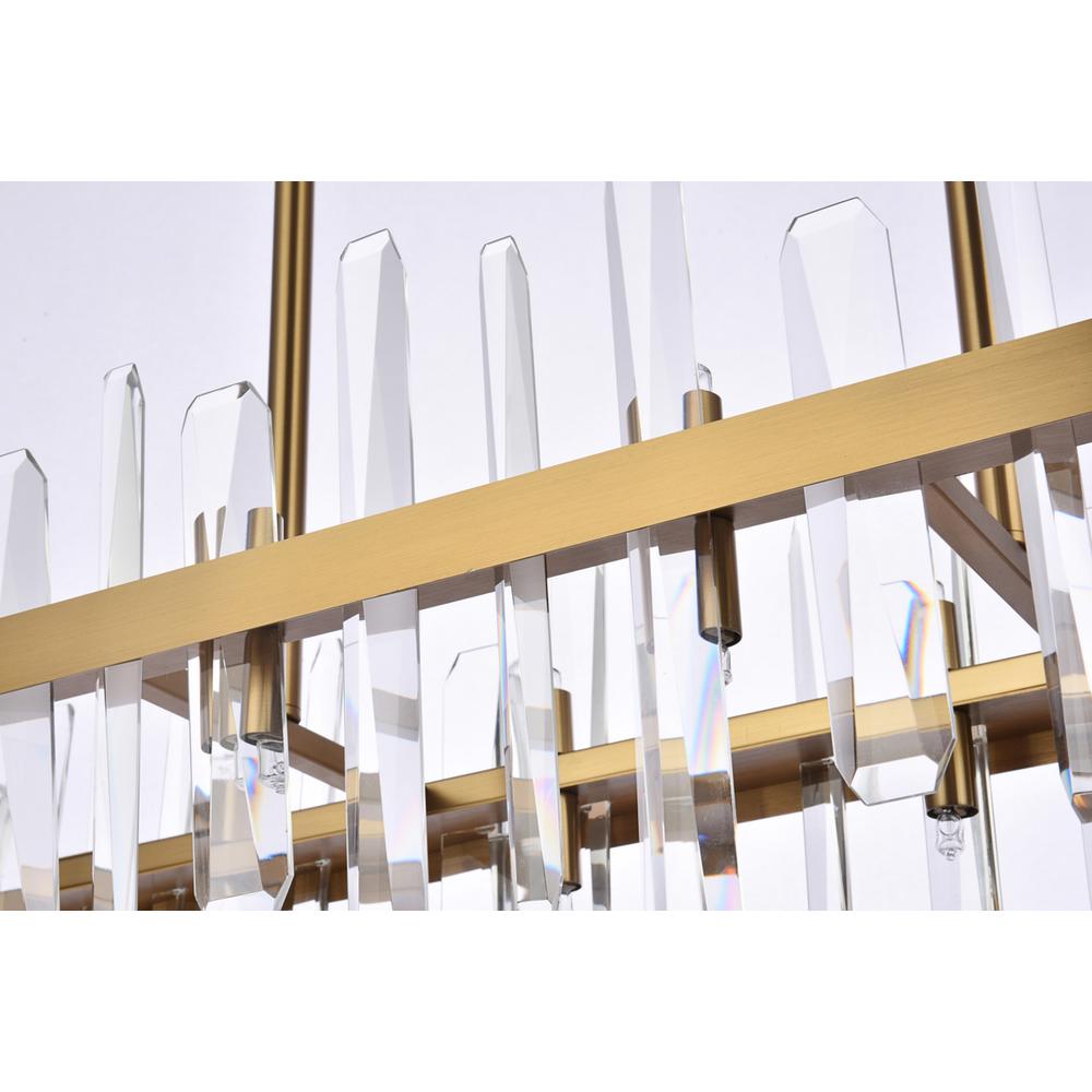 Serena 42 inch crystal rectangle chandelier in satin gold. Picture 5