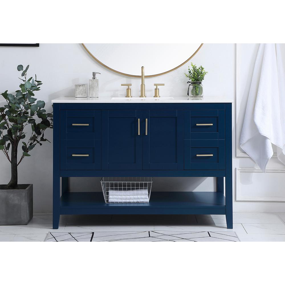 48 inch Single Bathroom Vanity in Blue. Picture 14