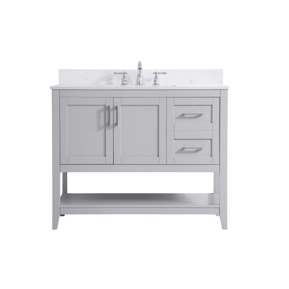 42 inch Single Bathroom Vanity in Grey with Backsplash. Picture 1