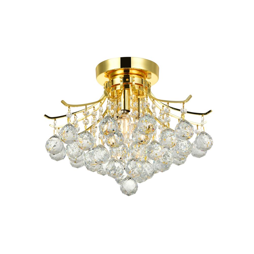 Toureg 3 light Gold Flush Mount Clear Royal Cut Crystal. Picture 5