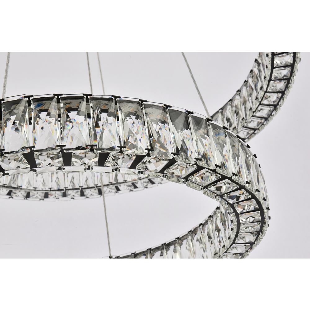 Monroe 32 inch LED double ring chandelier in black. Picture 4