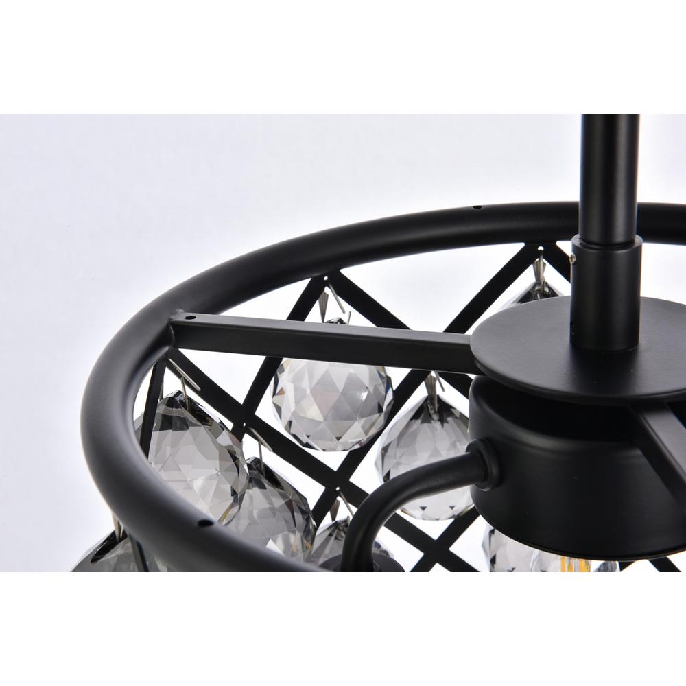 Madison 3 light Matte Black Pendant Silver Shade (Grey) Royal Cut Crystal. Picture 4