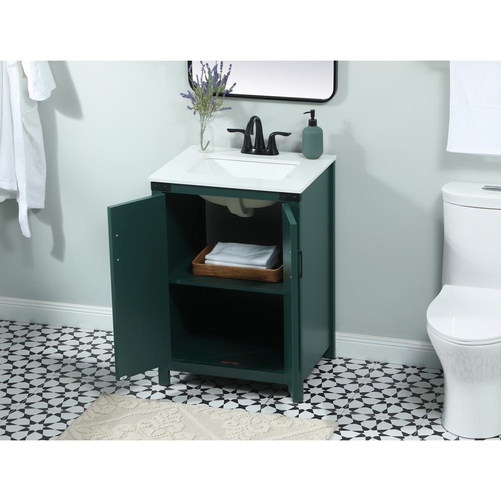 24 inch Single bathroom vanity in green. Picture 3
