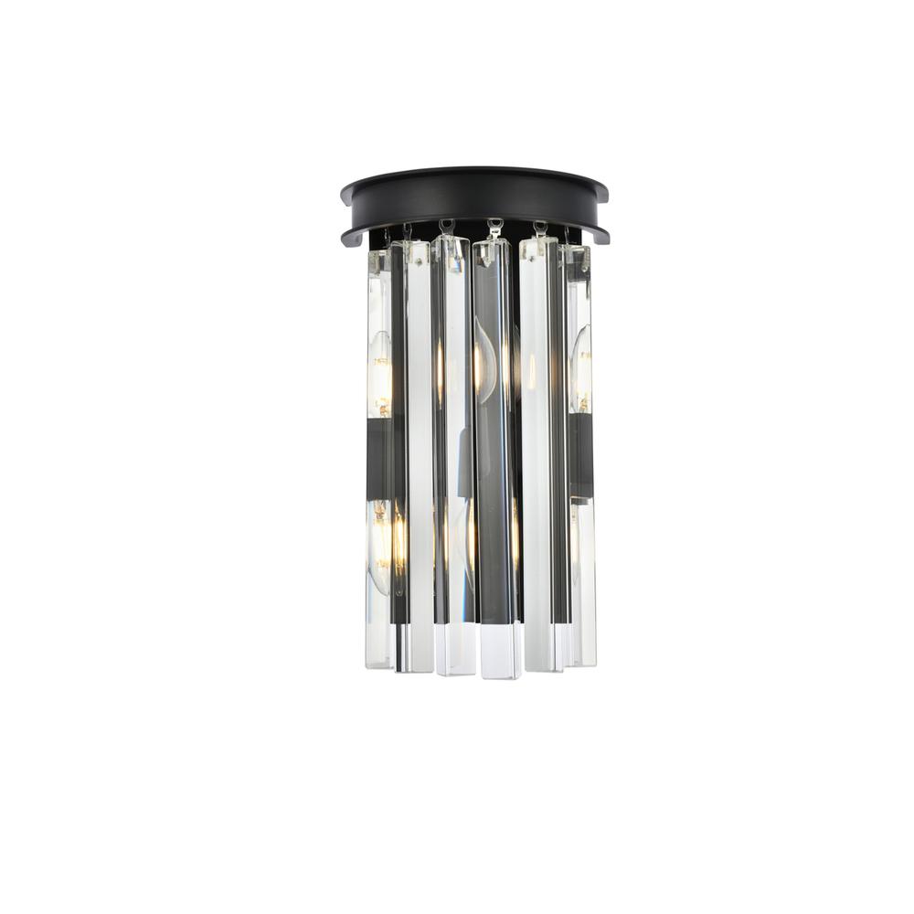 Sydney 2 light Matte Black Wall Sconce Clear Royal Cut Crystal. Picture 1