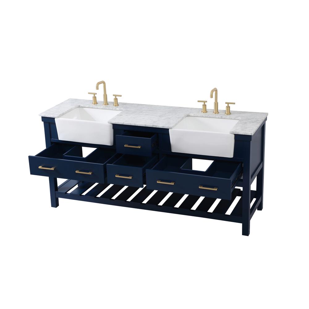 72 inch double bathroom vanity in blue. Picture 9