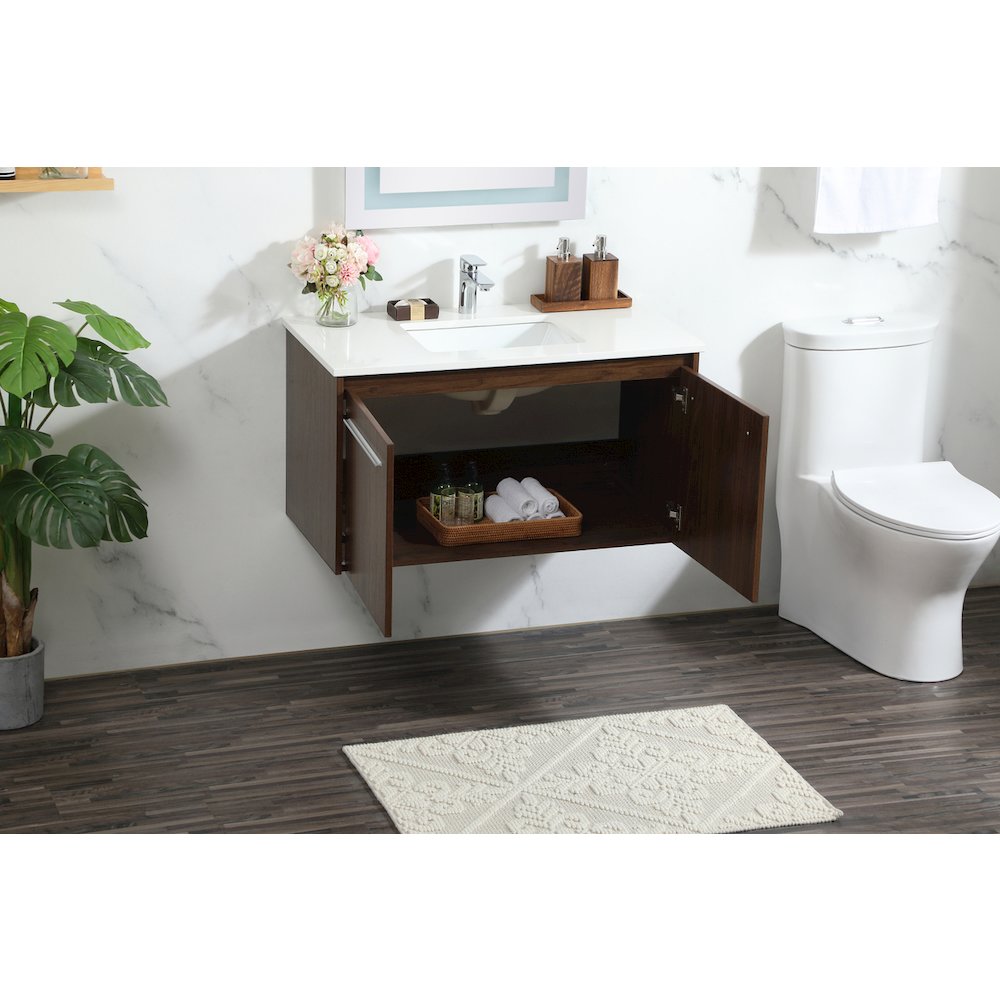 36 Inch Single Bathroom Vanity In Walnut. Picture 4
