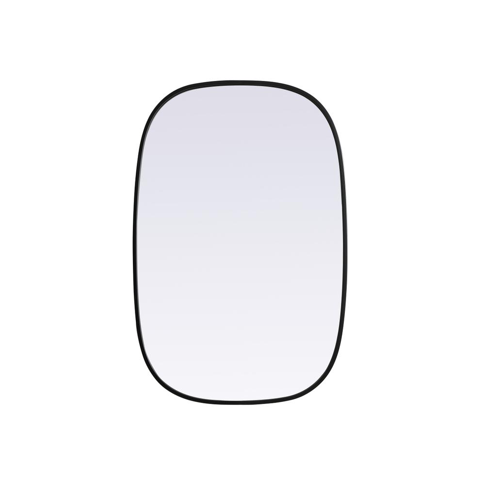 Metal Frame Oval Mirror 24x36 Inch in Black. Picture 1