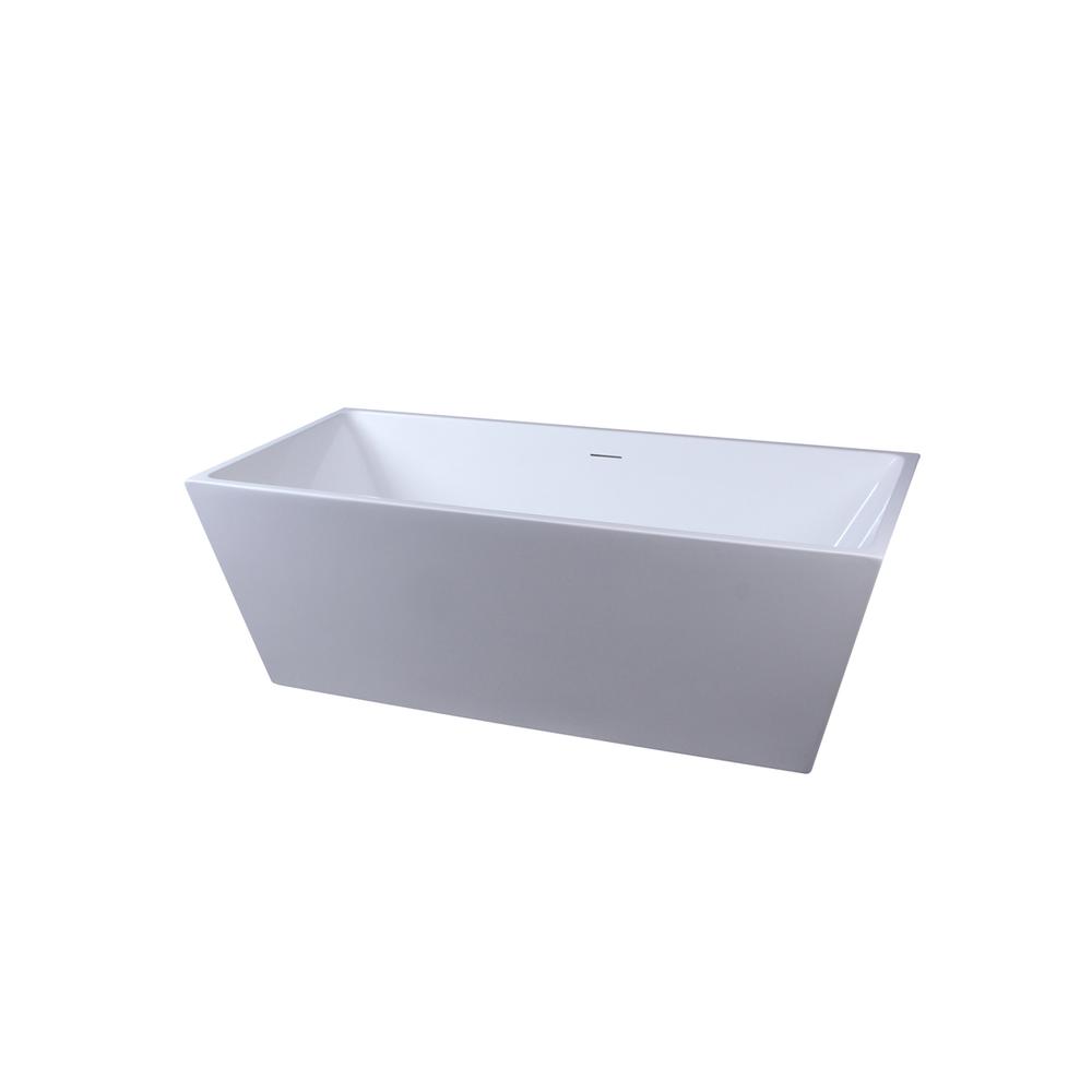 67 inch soaking rectangular bathtub in glossy white. Picture 7