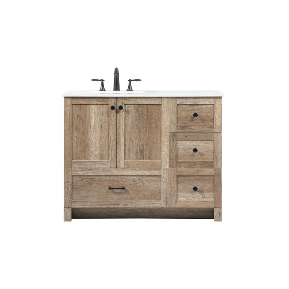 42 inch Single bathroom vanity in natural oak. Picture 1