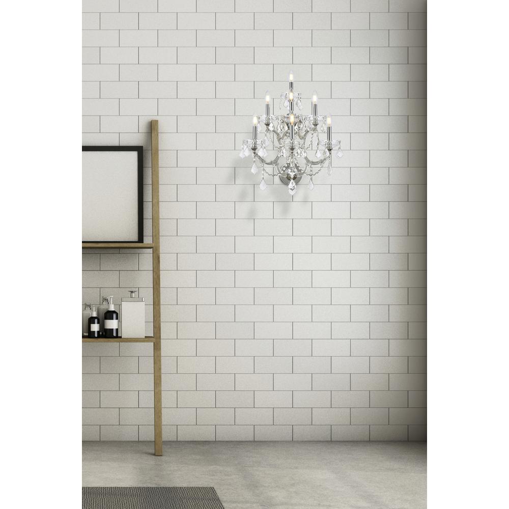 Maria Theresa 7 light Chrome Wall Sconce Golden Teak (Smoky) Royal Cut Crystal. Picture 7