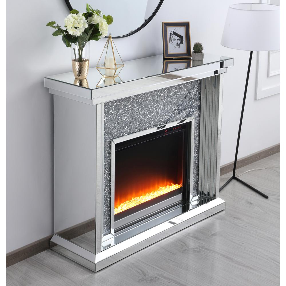 47.5 in. Crystal mirrored mantle with crystal insert fireplace. Picture 3