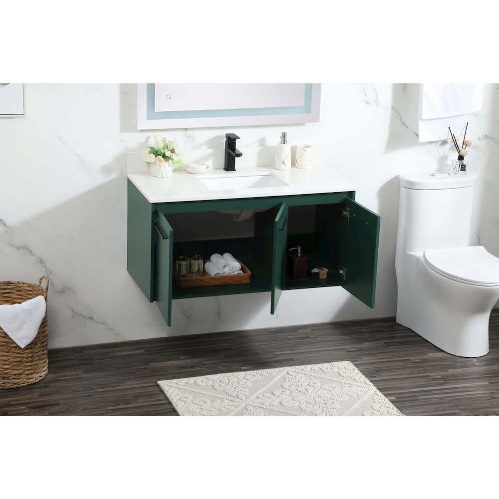 40 Inch Single Bathroom Vanity In Green With Backsplash. Picture 4