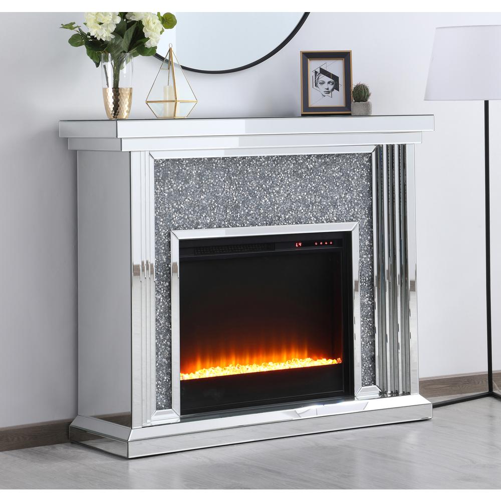 47.5 in. Crystal mirrored mantle with crystal insert fireplace. Picture 2