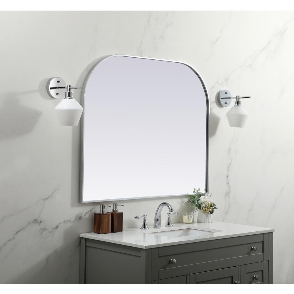 Metal Frame Arch Mirror 42x34 Inch in Silver. Picture 2
