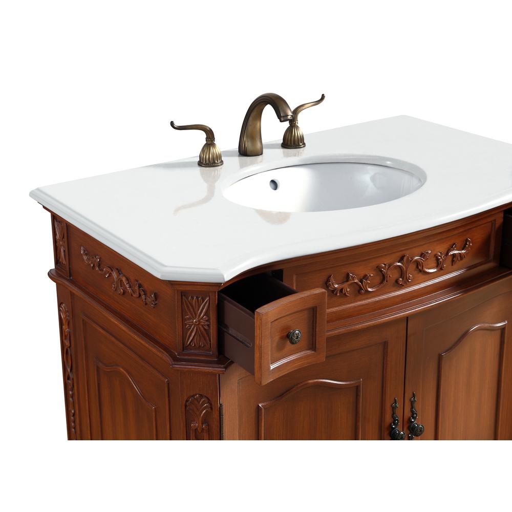 36 inch Single Bathroom vanity in Brown with ivory white engineered marble. Picture 6