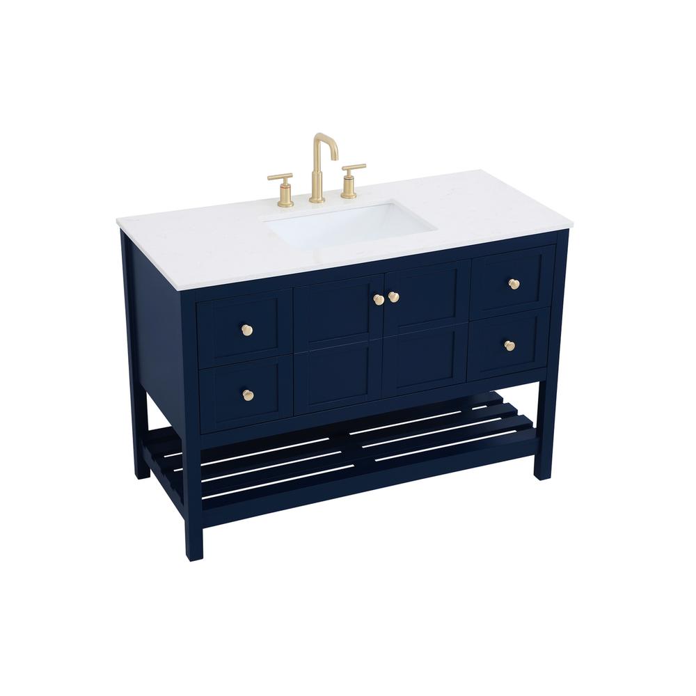 48 inch Single Bathroom Vanity in Blue. Picture 7