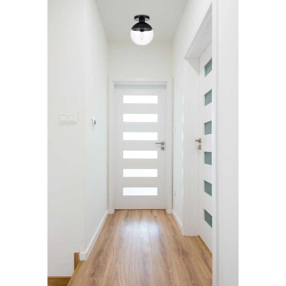 Eclipse 1 Light Black Flush Mount With Clear Glass. Picture 6
