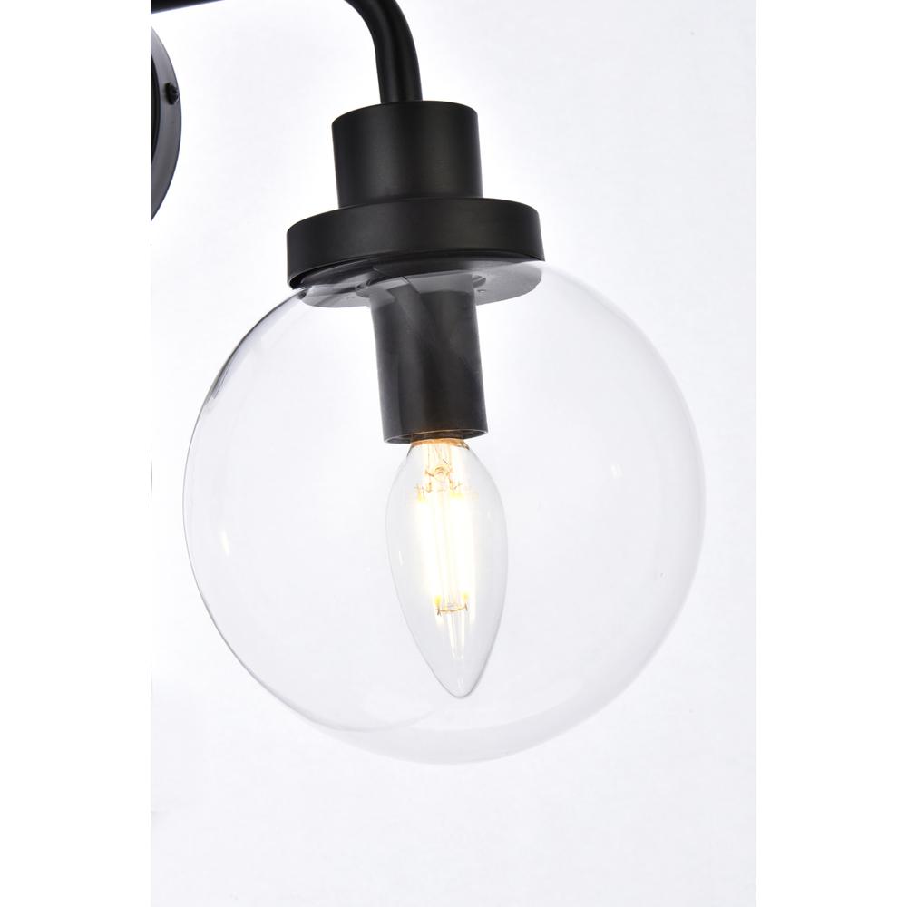 Hanson 4 lights bath sconce in black with clear shade. Picture 3