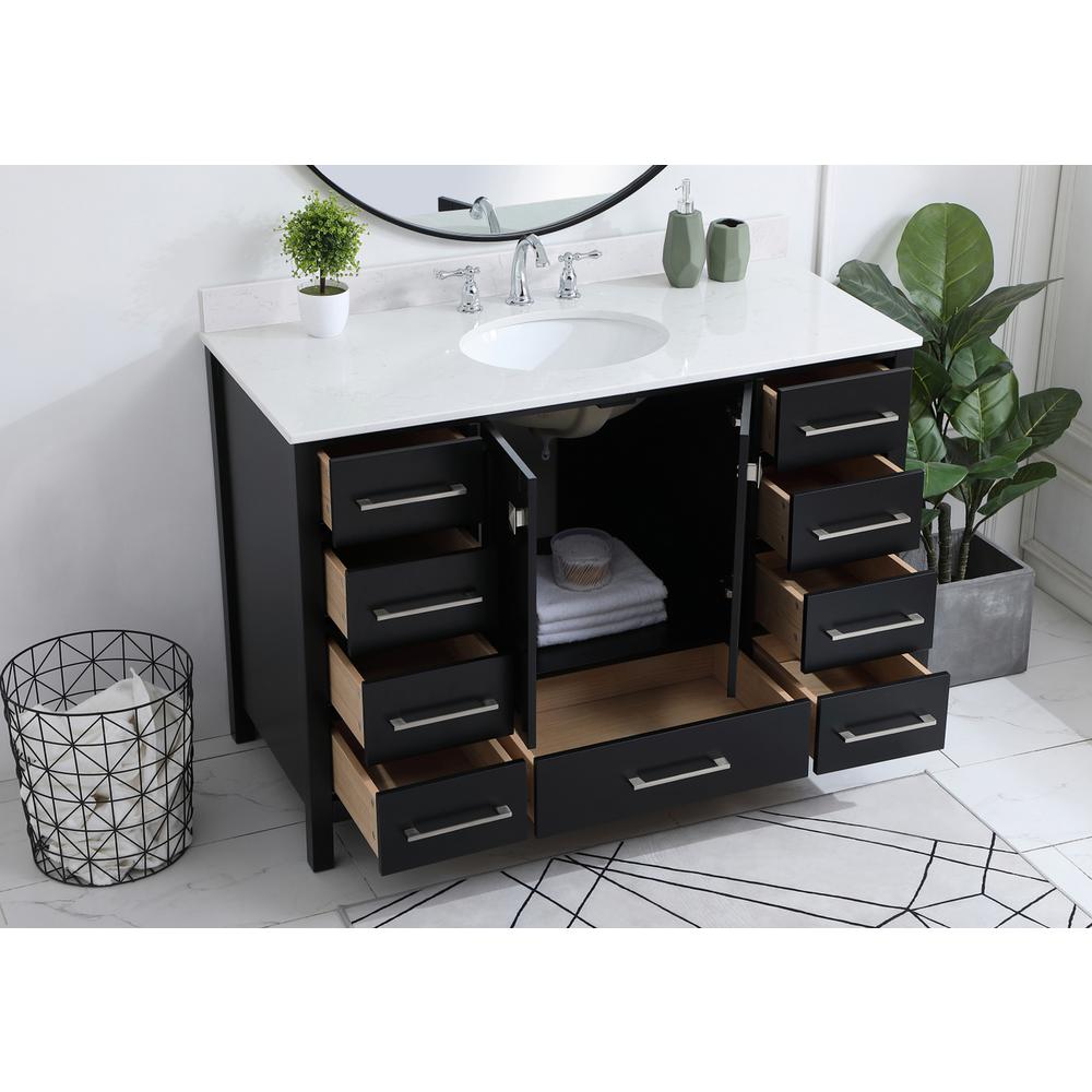 48 inch Single Bathroom Vanity in Black with Backsplash. Picture 3