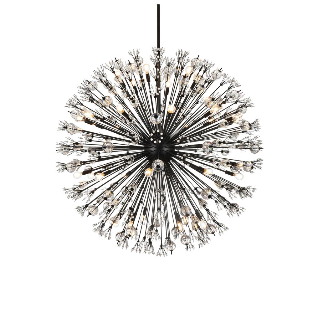 Vera 50 inch crystal starburst round pendant in black. Picture 2
