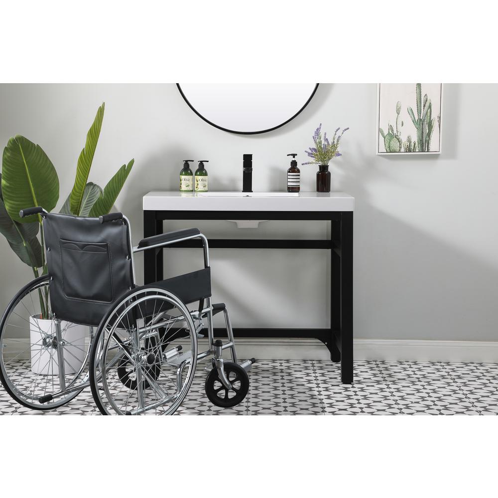 36 inch ADA compliant Single bathroom metal vanity in black. Picture 14