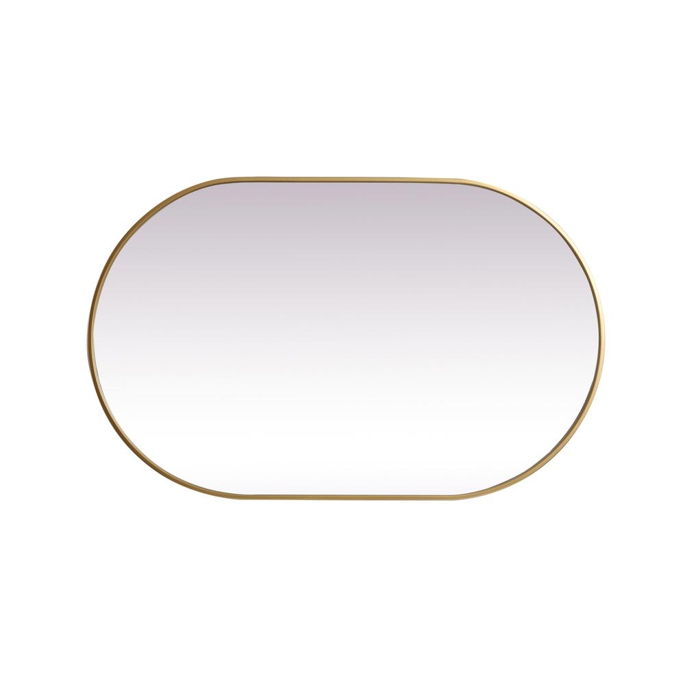 Metal Frame Oval Mirror 30x48 Inch in Brass. Picture 8