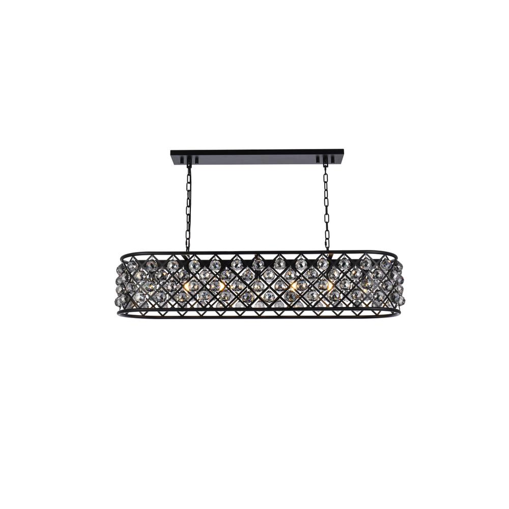 Madison 7 light Matte Black Chandelier Silver Shade (Grey) Royal Cut Crystal. Picture 1