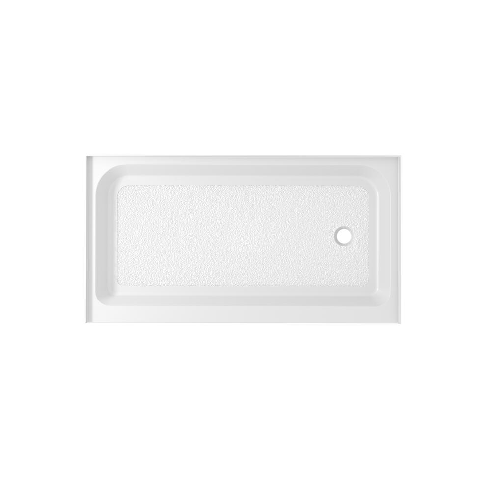 60x36 inch Single threshold shower tray right drain in glossy white. Picture 1