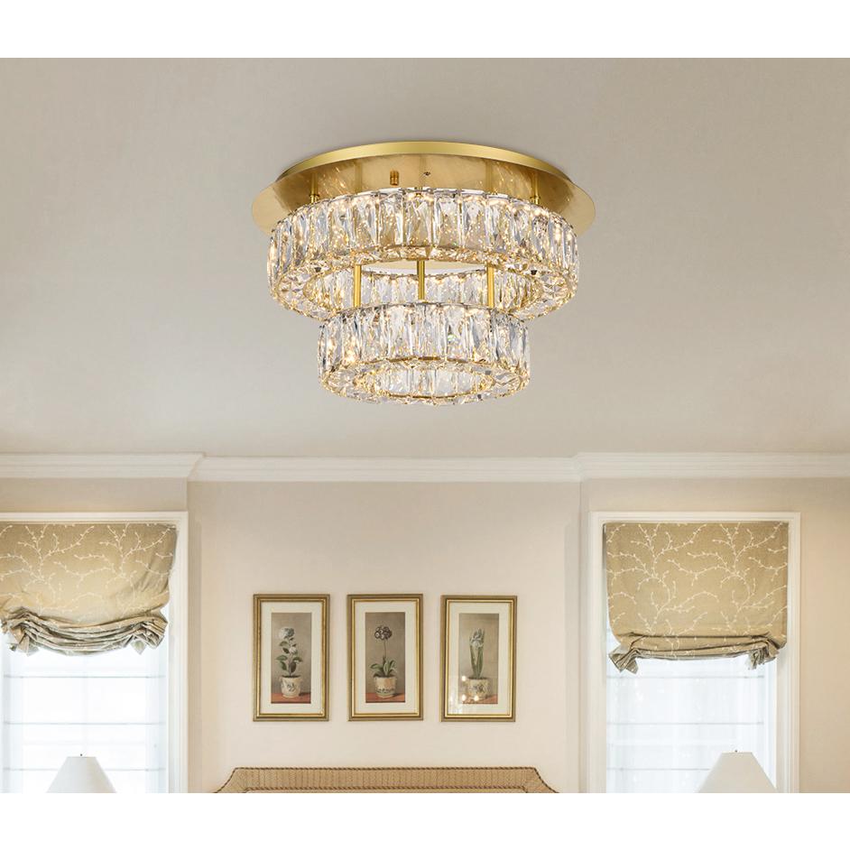 Monroe LED light gold Flush Mount Clear Royal Cut Crystal. Picture 7