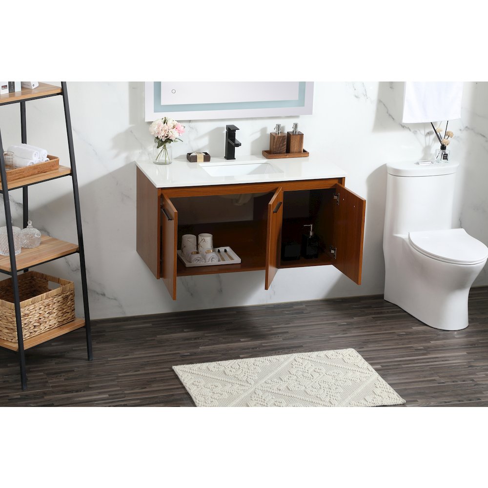 40 Inch Single Bathroom Vanity In Teak. Picture 4