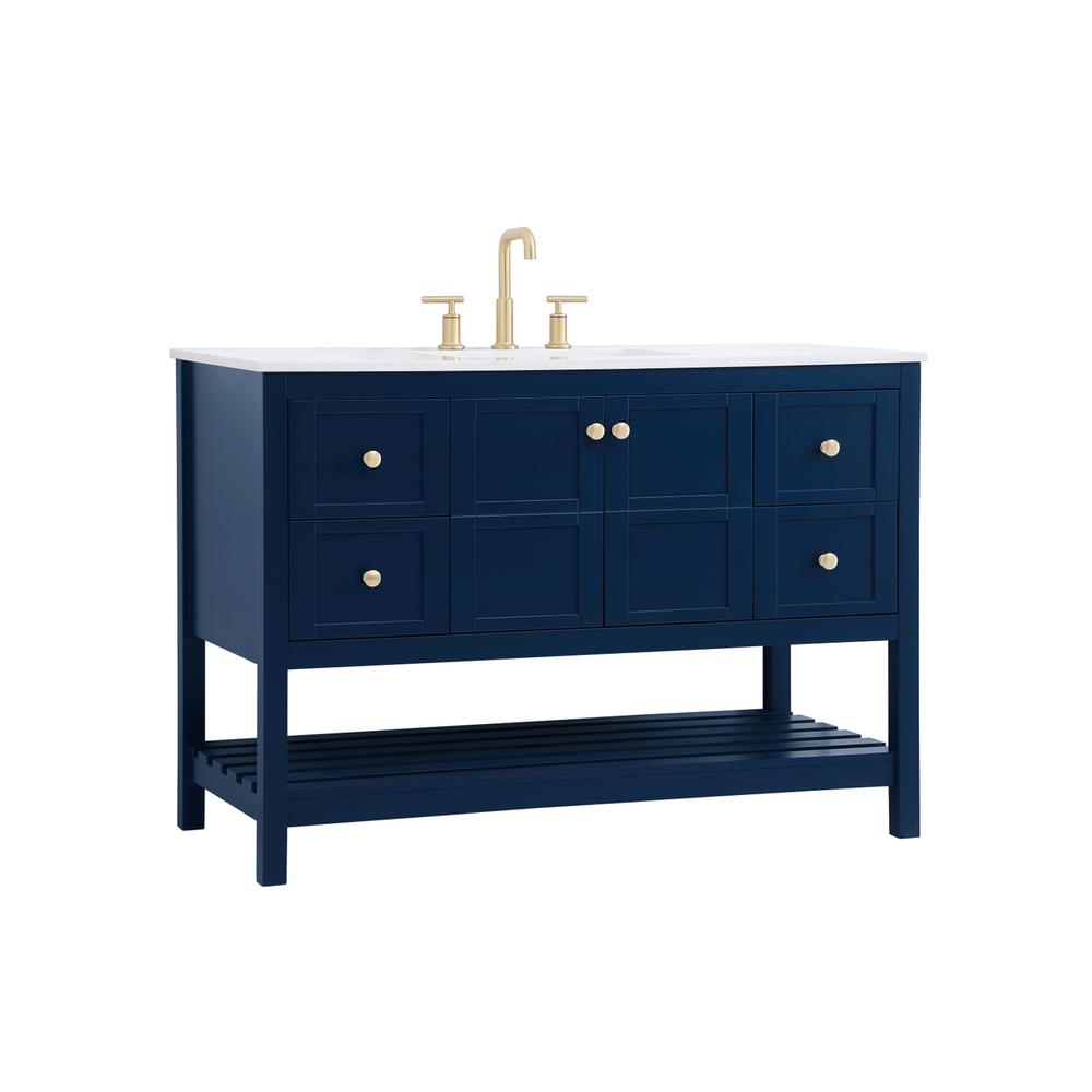 48 inch Single Bathroom Vanity in Blue. Picture 6