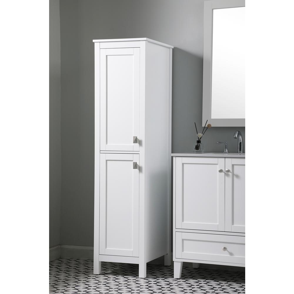 16 Inch Wide Bathroom Linen Storage Freestanding Cabinet In White. Picture 9